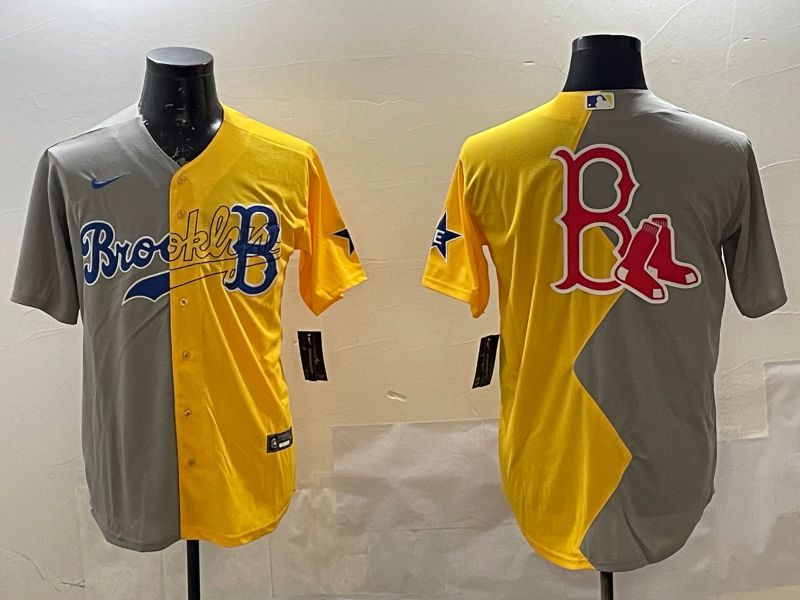 Men Boston Red Sox Blank Grey Yellow Game 2025 Nike MLB Jersey style 3